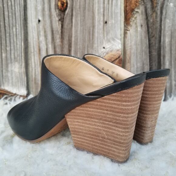 Black Heeled Mule Naturalizer Sloan Size 9 Leather Open Toe Slide Slip On VGUC - Picture 5 of 14